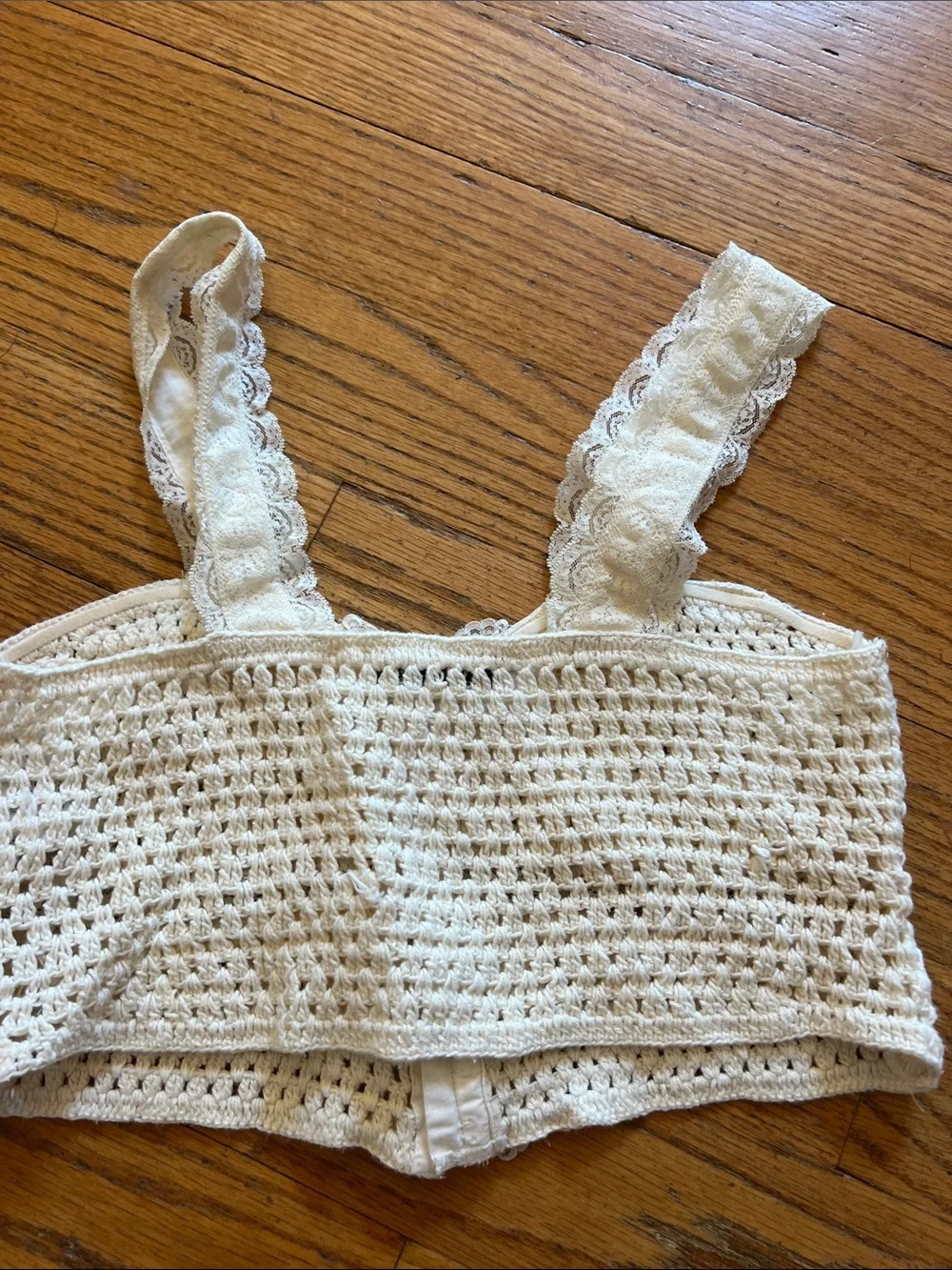 Zara Cream Crochet Lace Crop Top Small - Picture 6 of 6
